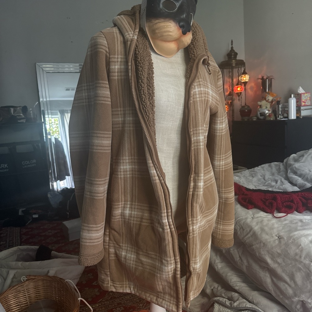Plaid Hooded Jacket - Brown